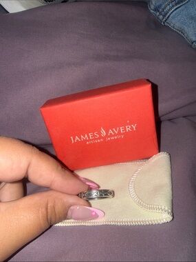 RETIRED- James Avery 925 Religious ichthus fish and cross Band - Sterling Silver